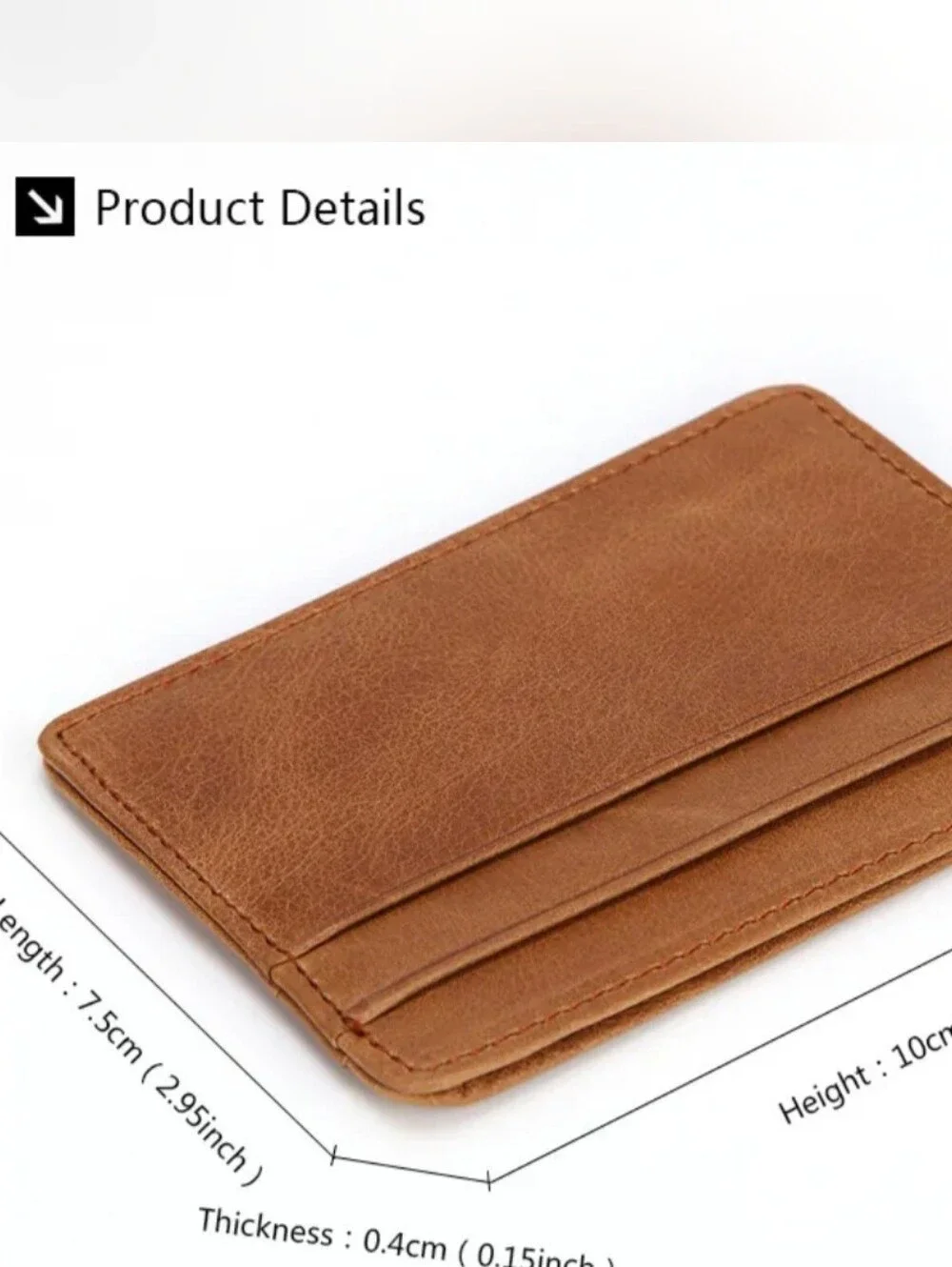 Men's Slim Genuine Leather Card Holder Wallet - Tan